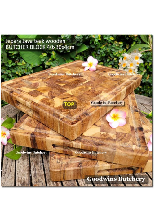 Cutting board BUTCHER BLOCK RECTANGLE 40x30x4cm +/-3.2kg talenan kayu jati Jepara